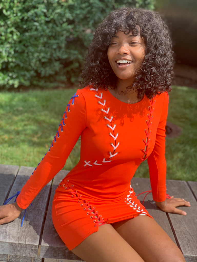 STRIKE OUT | Neon Laced Mini Dress