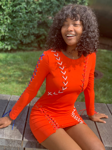 STRIKE OUT | Neon Laced Mini Dress